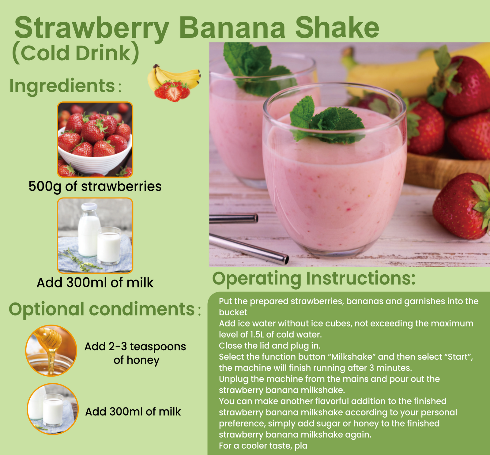 Strawberry Banana Shake (Cold Drink)