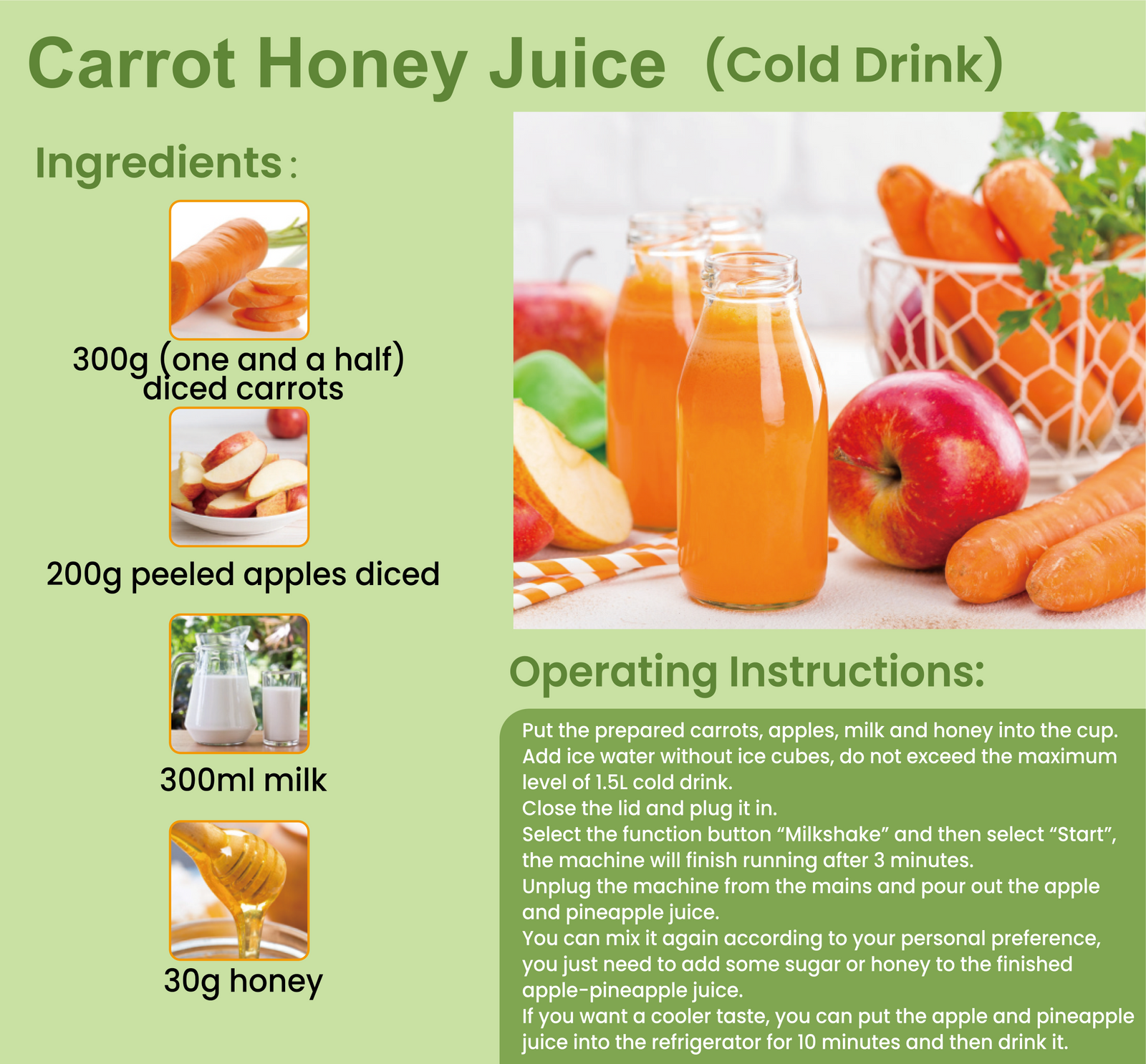 Carrot Honey Juice (Cold Drink)